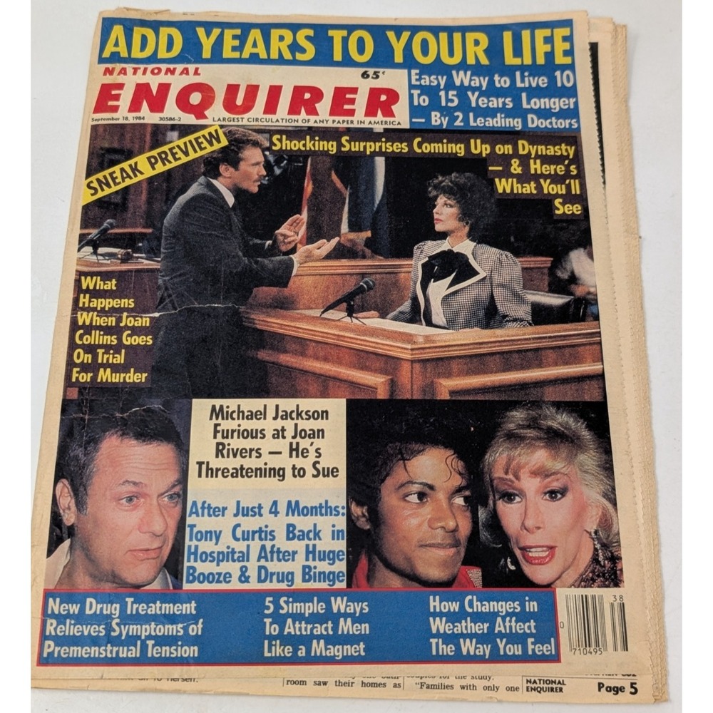 National Enquirer Magazine Michael Jackson‎ Joan Rivers Tony Curtis Dynasty VTG